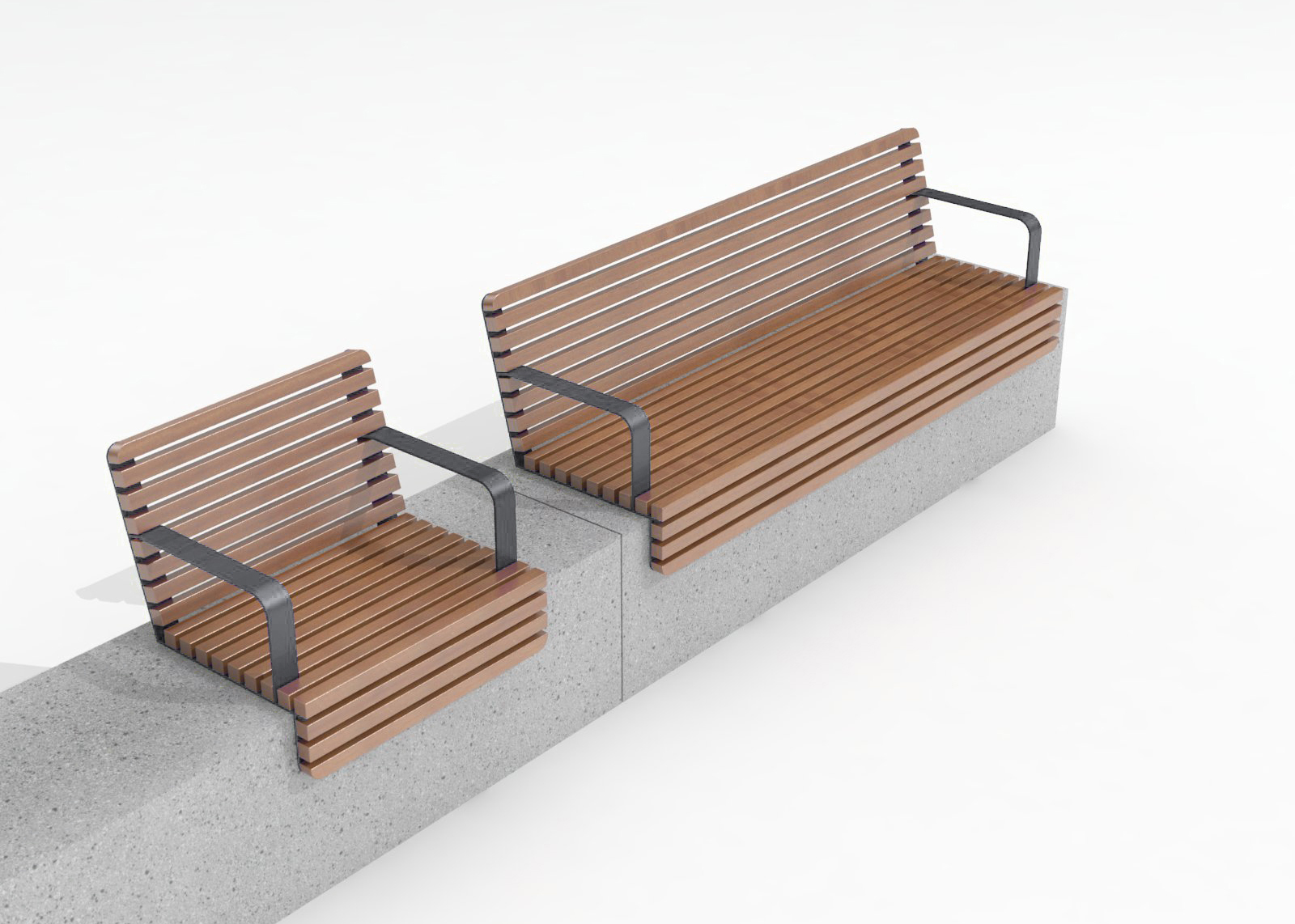 Настил для подпорных стен и бетонных скамеек «Гермес» со спинкой и подлокотниками